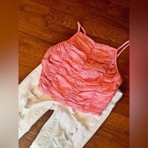 NWT Zara Pink Crinkle Sleeveless Top (size small)